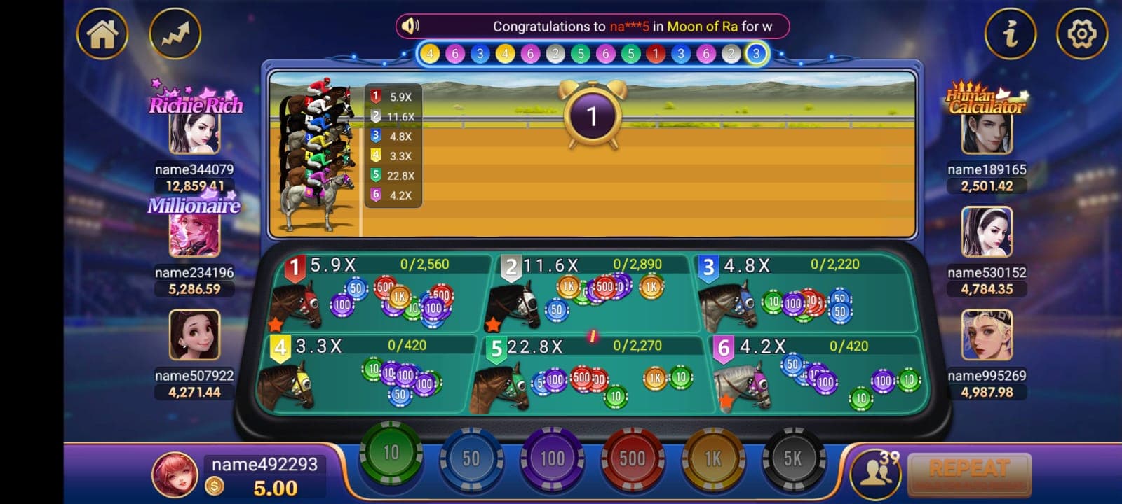 WA777 Game 2 gameplay interface