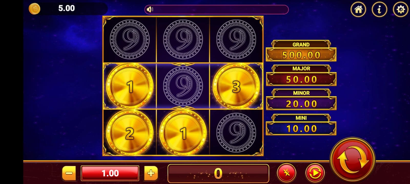 WA777 Game 3 card game interface